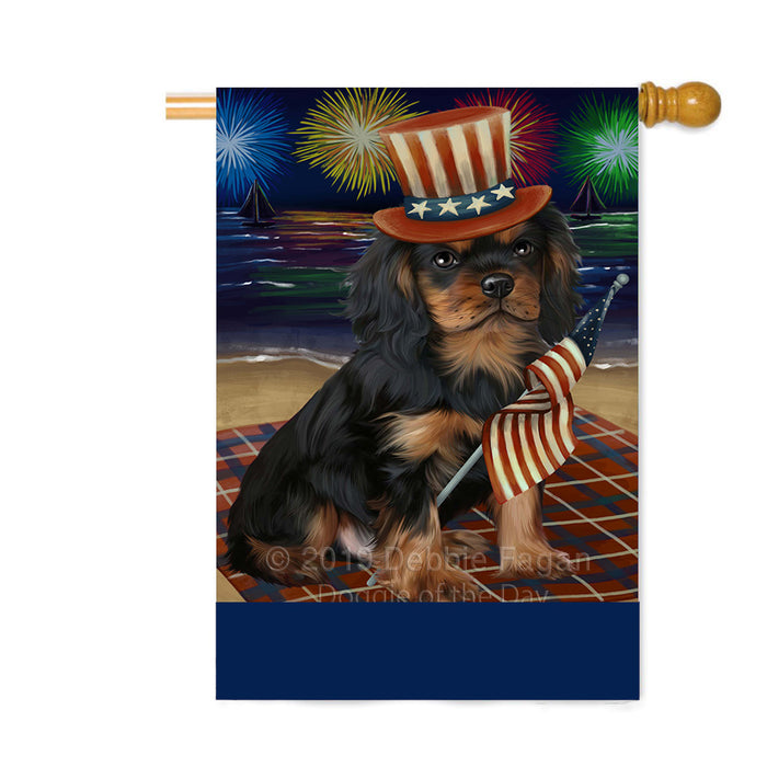 Personalized 4th of July Firework Cavalier King Charles Spaniel Dog Custom House Flag FLG-DOTD-A57907