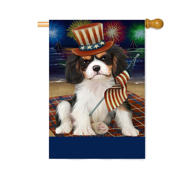 Personalized 4th of July Firework Cavalier King Charles Spaniel Dog Custom House Flag FLG-DOTD-A57908