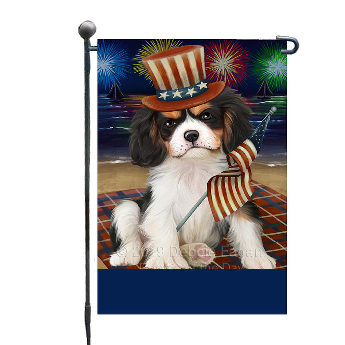Personalized 4th of July Firework Cavalier King Charles Spaniel Dog Custom Garden Flags GFLG-DOTD-A57852