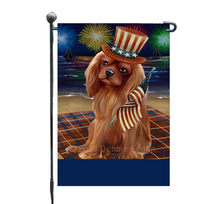 Personalized 4th of July Firework Cavalier King Charles Spaniel Dog Custom Garden Flags GFLG-DOTD-A57853