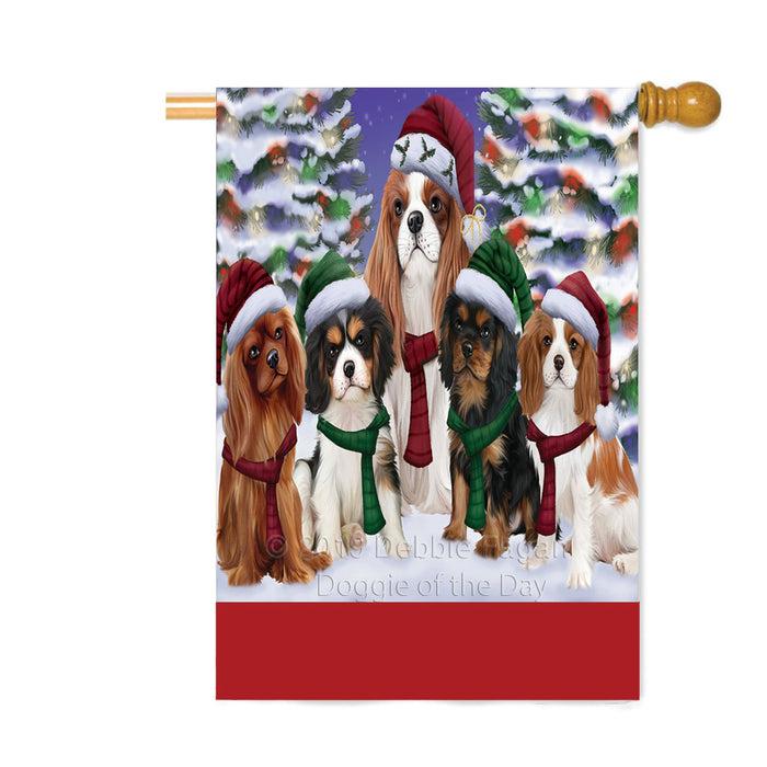 Personalized Christmas Happy Holidays Cavalier King Charles Spaniel Dogs Family Portraits Custom House Flag FLG-DOTD-A59163