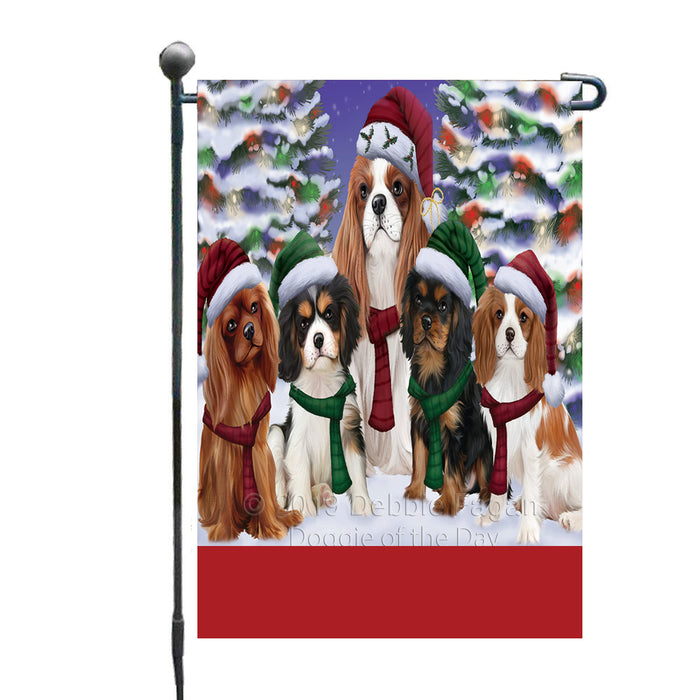 Personalized Christmas Happy Holidays Cavalier King Charles Spaniel Dogs Family Portraits Custom Garden Flags GFLG-DOTD-A59107
