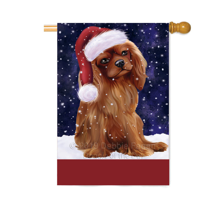 Personalized Let It Snow Happy Holidays Cavalier King Charles Spaniel Dog Custom House Flag FLG-DOTD-A62364