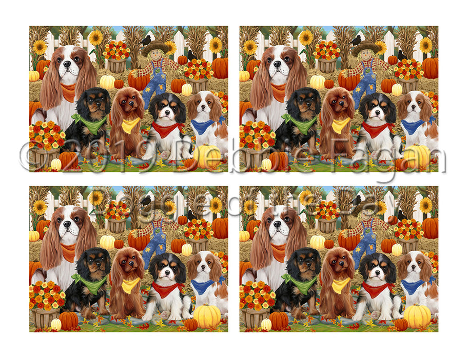 Fall Festive Harvest Time Gathering Cavalier King Charles Spaniel Dogs Placemat
