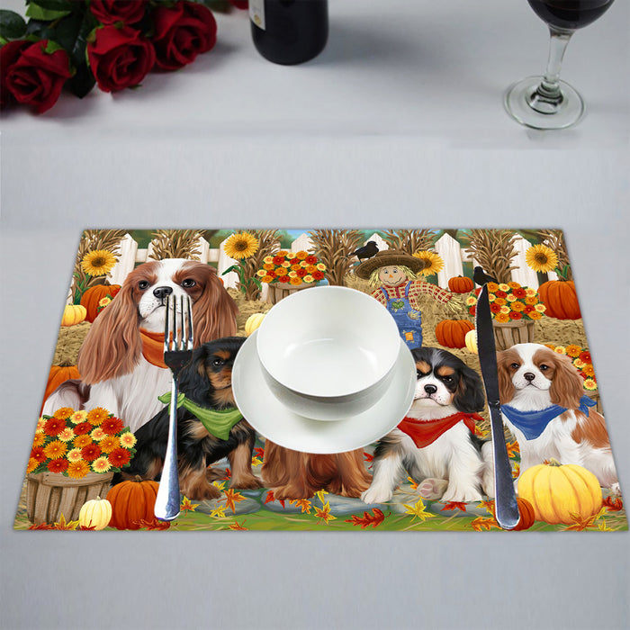 Fall Festive Harvest Time Gathering Cavalier King Charles Spaniel Dogs Placemat
