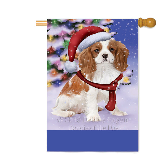 Personalized Winterland Wonderland Cavalier King Charles Spaniel Dog In Christmas Holiday Scenic Background Custom House Flag FLG-DOTD-A61334