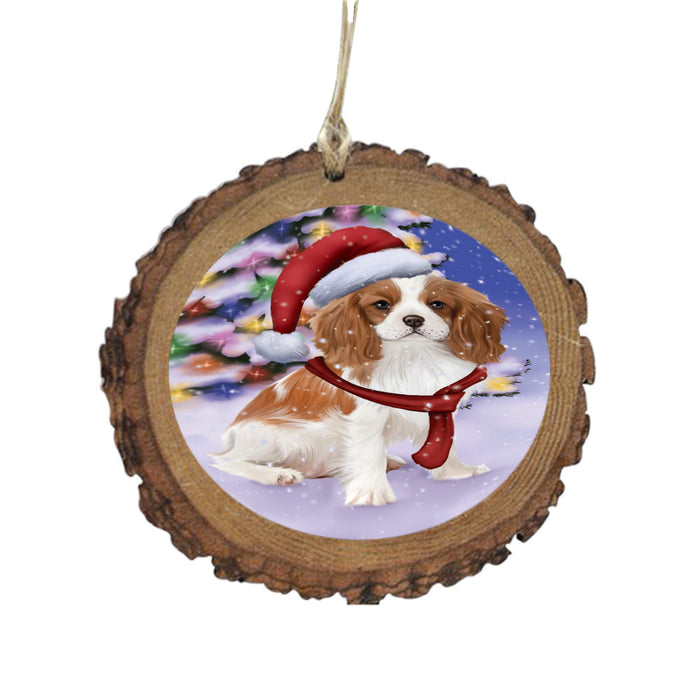 Winterland Wonderland Cavalier King Charles Spaniel Dog In Christmas Holiday Scenic Background Wooden Christmas Ornament WOR49549