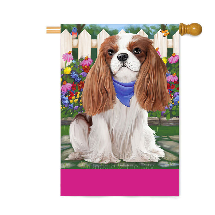 Personalized Spring Floral Cavalier King Charles Spaniel Dog Custom House Flag FLG-DOTD-A62860