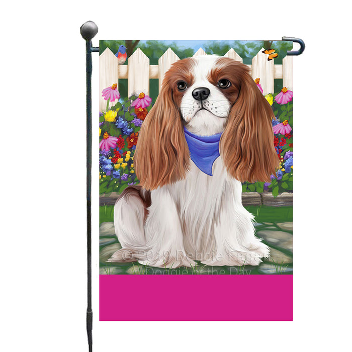 Personalized Spring Floral Cavalier King Charles Spaniel Dog Custom Garden Flags GFLG-DOTD-A62804