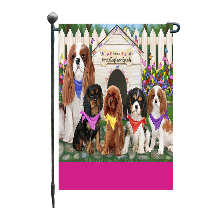 Personalized Spring Dog House Cavalier King Charles Spaniel Dogs Custom Garden Flags GFLG-DOTD-A62805