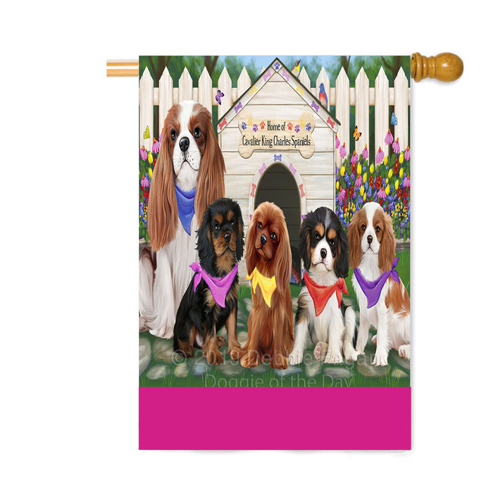 Personalized Spring Dog House Cavalier King Charles Spaniel Dogs Custom House Flag FLG-DOTD-A62861