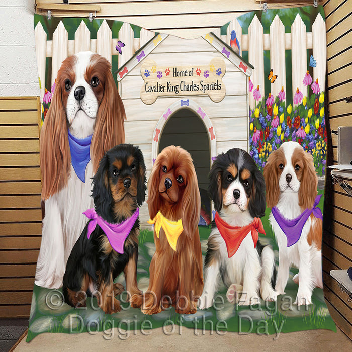 Spring Dog House Cavalier King Charles Spaniel Dogs Quilt