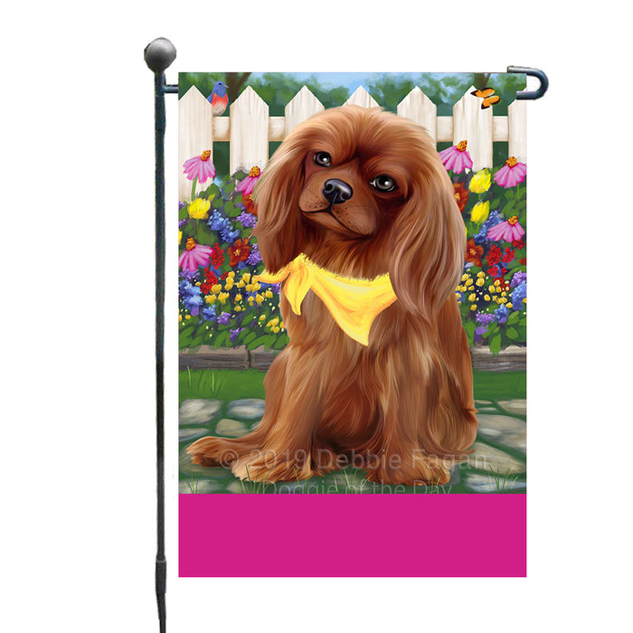 Personalized Spring Floral Cavalier King Charles Spaniel Dog Custom Garden Flags GFLG-DOTD-A62806