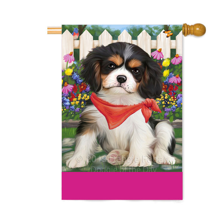 Personalized Spring Floral Cavalier King Charles Spaniel Dog Custom House Flag FLG-DOTD-A62863