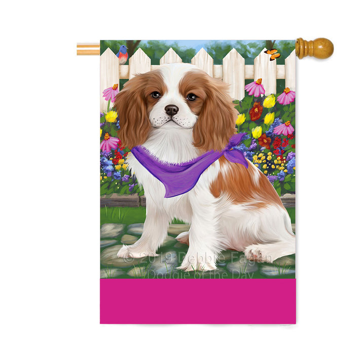 Personalized Spring Floral Cavalier King Charles Spaniel Dog Custom House Flag FLG-DOTD-A62864