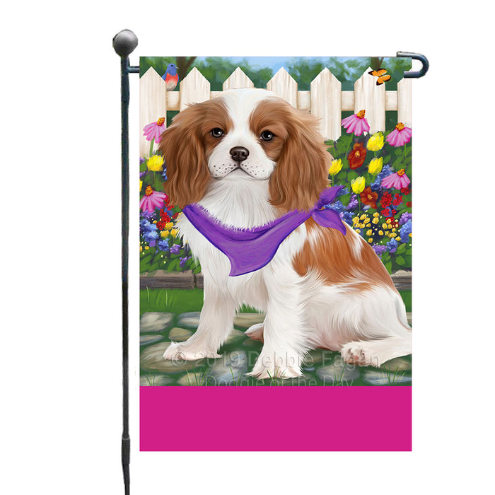 Personalized Spring Floral Cavalier King Charles Spaniel Dog Custom Garden Flags GFLG-DOTD-A62808