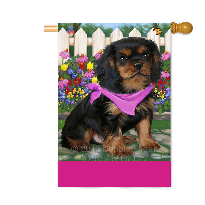 Personalized Spring Floral Cavalier King Charles Spaniel Dog Custom House Flag FLG-DOTD-A62865