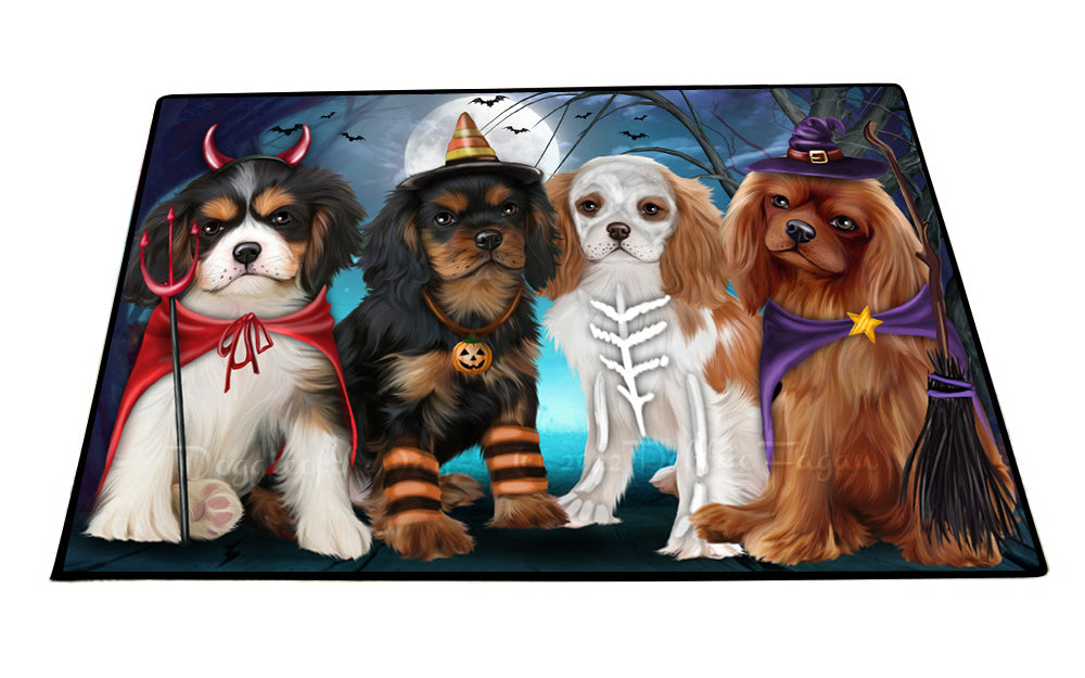 Happy Halloween Trick or Treat Cavalier King Charles Spaniel Dogs Floor Mat- Anti-Slip Pet Door Mat Indoor Outdoor Front Rug Mats for Home Outside Entrance Pets Portrait Unique Rug Washable Premium Quality Mat