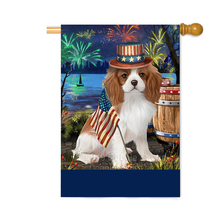 Personalized 4th of July Firework Cavalier King Charles Spaniel Dog Custom House Flag FLG-DOTD-A57911