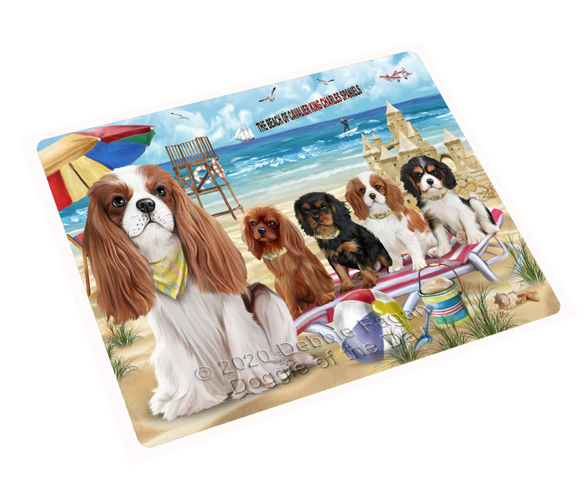 Pet Friendly Beach Cavalier King Charles Spaniel Dogs Cutting Board - For Kitchen - Scratch & Stain Resistant - Designed To Stay In Place - Easy To Clean By Hand - Perfect for Chopping Meats, Vegetables