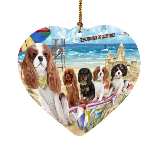 Pet Friendly Beach Charles Spaniel Dogs Heart Christmas Ornament HPORA58851