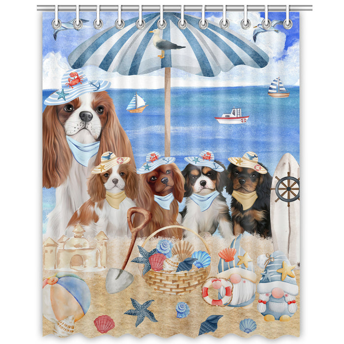 Cavalier King Charles Spaniel Shower Curtain, Explore a Variety of Custom Designs, Personalized, Waterproof Bathtub Curtains with Hooks for Bathroom, Gift for Dog and Pet Lovers