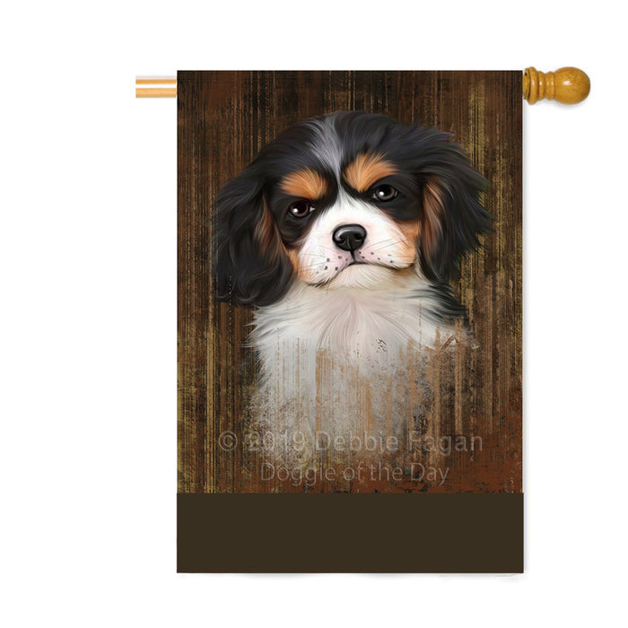 Personalized Rustic Cavalier King Charles Spaniel Dog Custom House Flag FLG64550