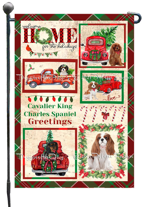 Welcome Home for Christmas Holidays Cavalier King Charles Spaniel Dogs Garden Flag GFLG66995