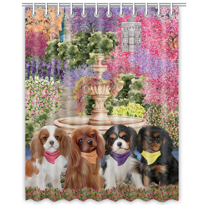 Cavalier King Charles Spaniel Shower Curtain, Custom Bathtub Curtains with Hooks for Bathroom, Explore a Variety of Designs, Personalized, Gift for Pet and Dog Lovers