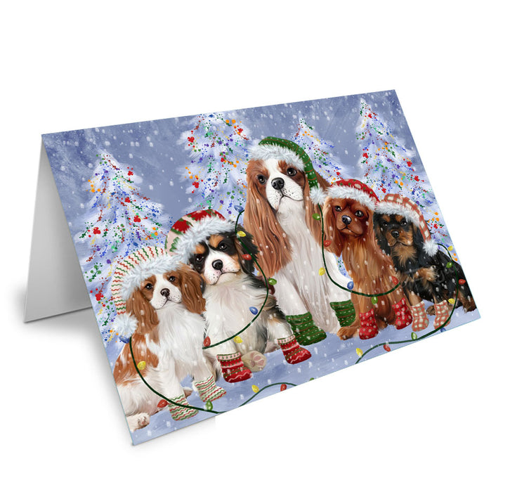 Christmas Lights and Cavalier King Charles Spaniel Dogs Handmade Artwork Assorted Pets Greeting Cards and Note Cards with Envelopes for All Occasions and Holiday Seasons