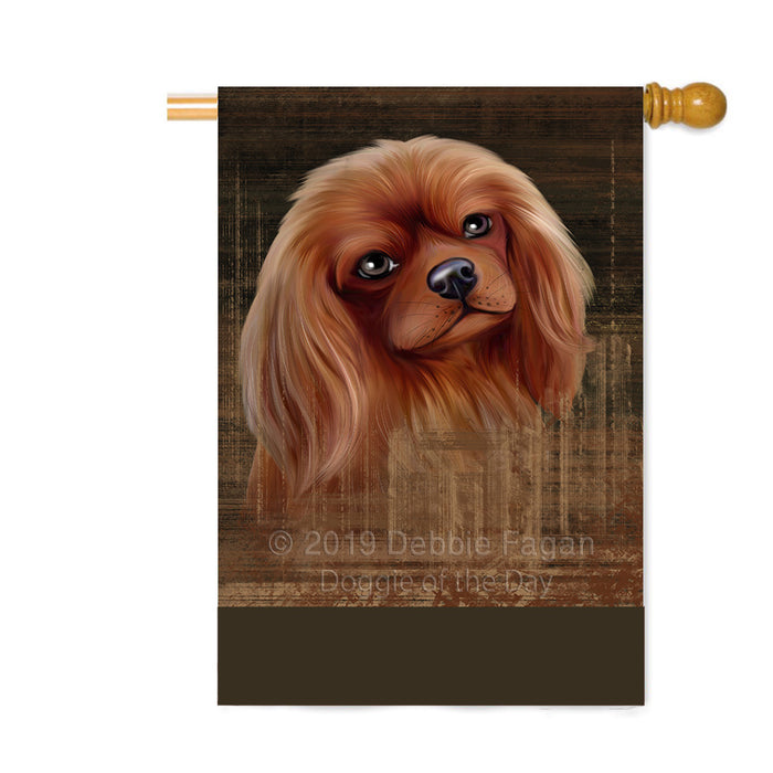 Personalized Rustic Cavalier King Charles Spaniel Dog Custom House Flag FLG64551