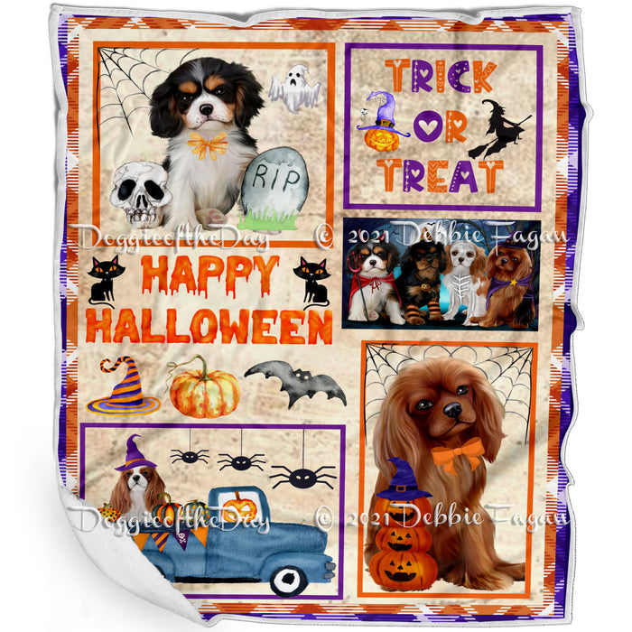 Happy Halloween Trick or Treat Cavalier King Charles Spaniel Dogs Blanket BLNKT143734