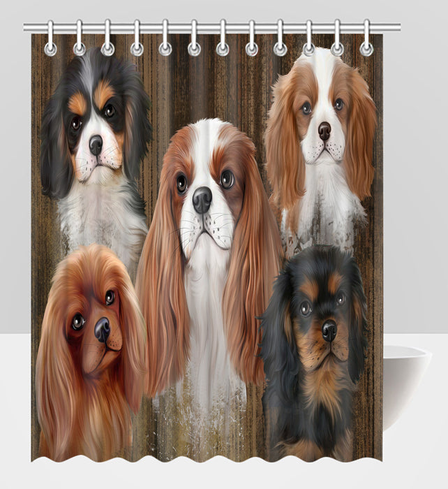 Rustic Cavalier King Charles Spaniel Dogs Shower Curtain