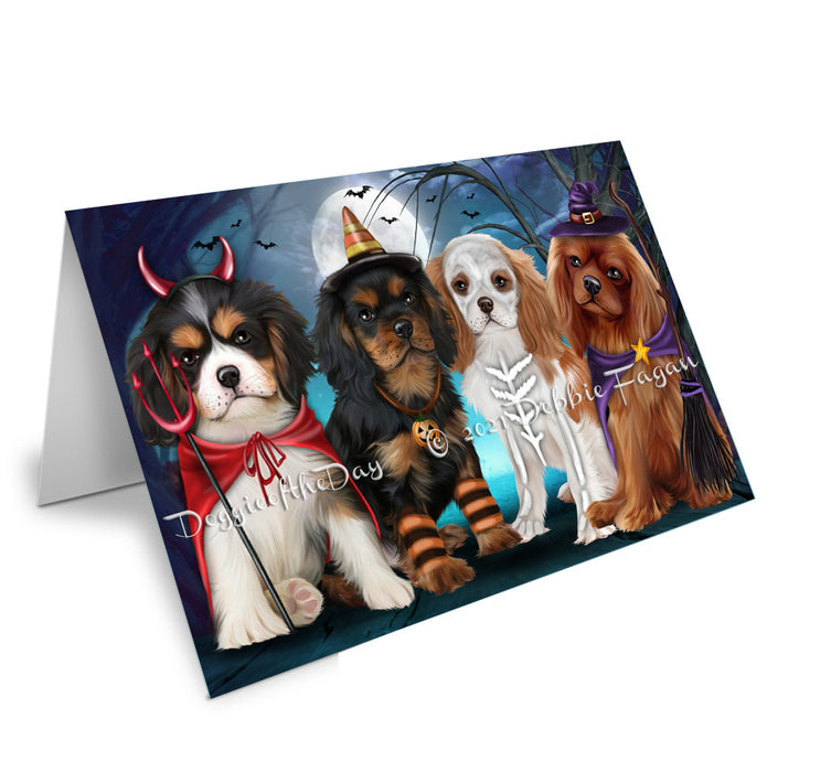 Happy Halloween Trick or Treat Cavalier King Charles Spaniel Dogs Handmade Artwork Assorted Pets Greeting Cards and Note Cards with Envelopes for All Occasions and Holiday Seasons GCD76736