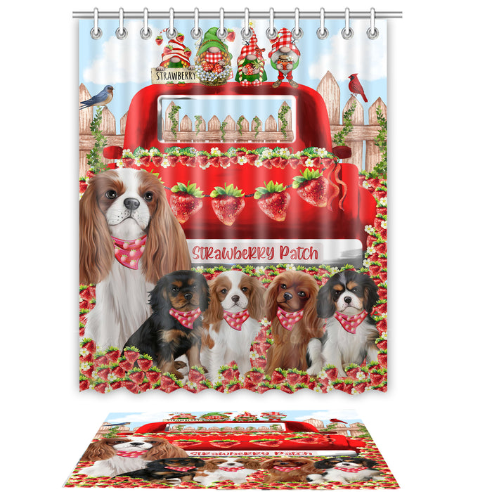 Cavalier King Charles Spaniel Shower Curtain & Bath Mat Set: Explore a Variety of Designs, Custom, Personalized, Curtains with hooks and Rug Bathroom Decor, Gift for Dog and Pet Lovers