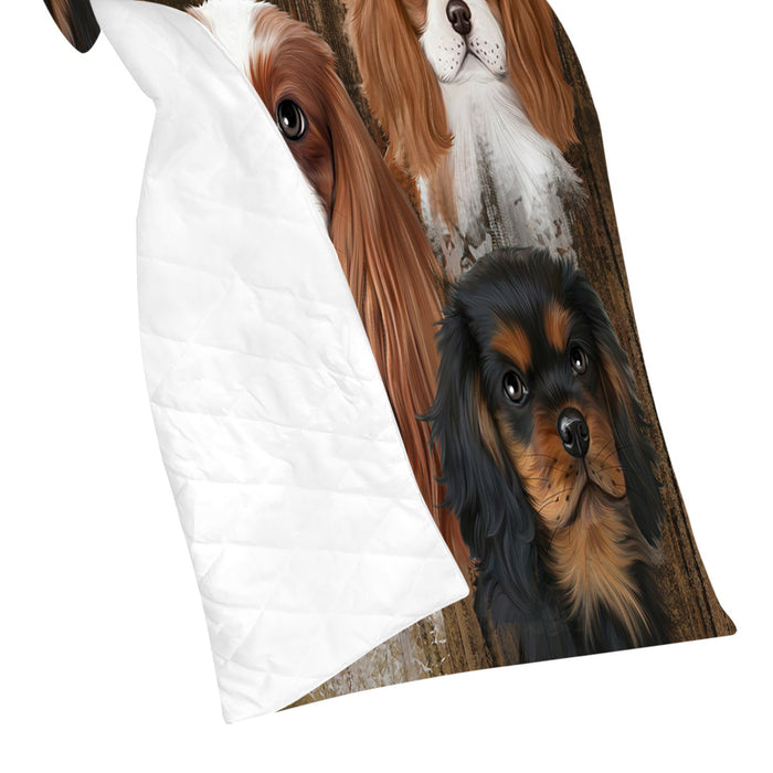 Rustic Cavalier King Charles Spaniel Dogs Quilt