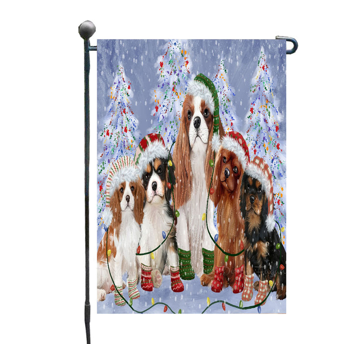 Christmas Lights and Cavalier King Charles Spaniel Dogs Garden Flags- Outdoor Double Sided Garden Yard Porch Lawn Spring Decorative Vertical Home Flags 12 1/2"w x 18"h