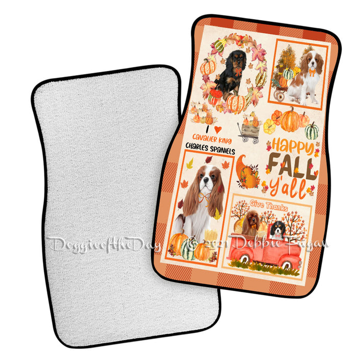 Happy Fall Y'all Pumpkin Cavalier King Charles Spaniel Dogs Polyester Anti-Slip Vehicle Carpet Car Floor Mats CFM49156