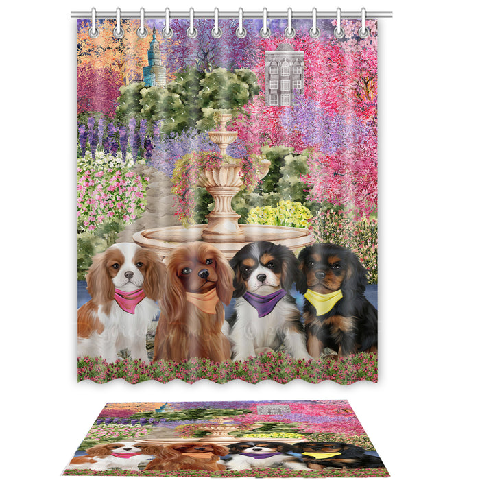 Cavalier King Charles Spaniel Shower Curtain & Bath Mat Set: Explore a Variety of Designs, Custom, Personalized, Curtains with hooks and Rug Bathroom Decor, Gift for Dog and Pet Lovers