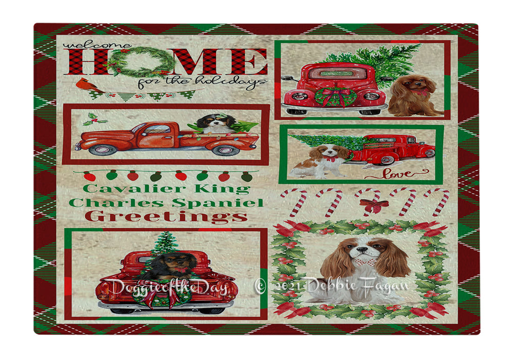 Welcome Home for Christmas Holidays Cavalier King Charles Spaniel Dogs Cutting Board - Easy Grip Non-Slip Dishwasher Safe Chopping Board Vegetables C78913