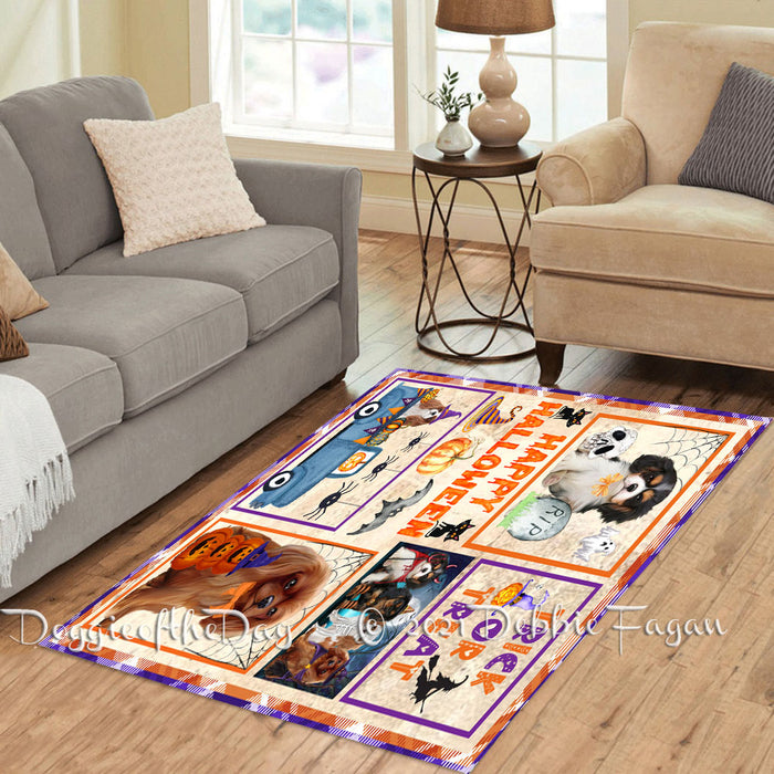 Happy Halloween Trick or Treat Cavalier King Charles Spaniel Dogs Polyester Living Room Carpet Area Rug ARUG65564