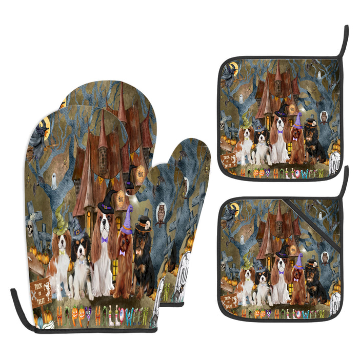 Cavalier King Charles Spaniel Oven Mitts and Pot Holder Set, Explore a Variety of Personalized Designs, Custom, Kitchen Gloves for Cooking with Potholders, Pet and Dog Gift Lovers