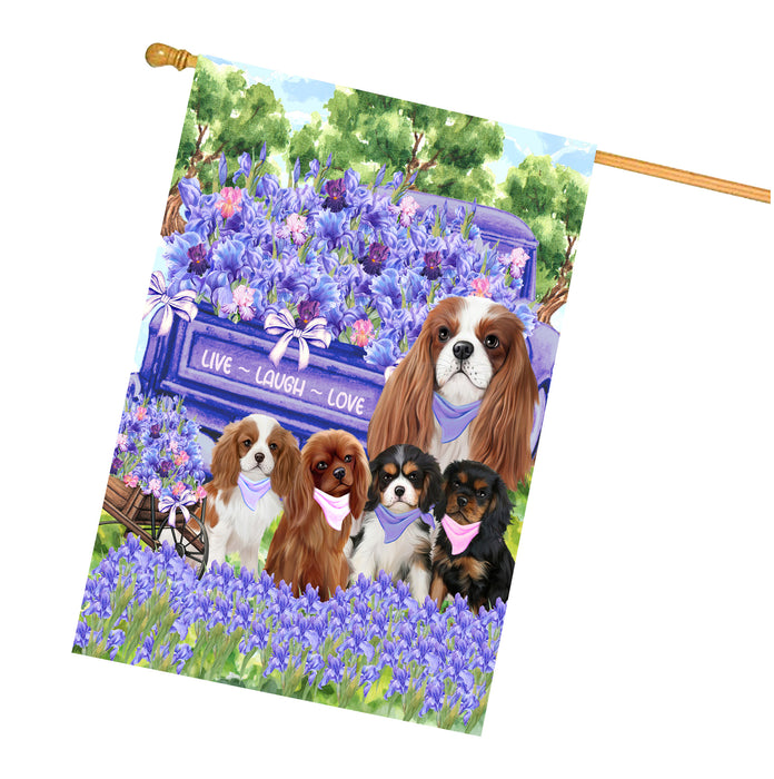 Cavalier King Charles Spaniel Dogs House Flag for Dog and Pet Lovers, Explore a Variety of Designs, Custom, Personalized, Weather Resistant, Double-Sided, Home Outside Yard Decor