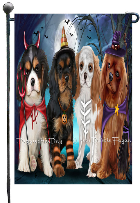 Happy Halloween Trick or Treat Cavalier King Charles Spaniel Dogs Garden Flags- Outdoor Double Sided Garden Yard Porch Lawn Spring Decorative Vertical Home Flags 12 1/2"w x 18"h