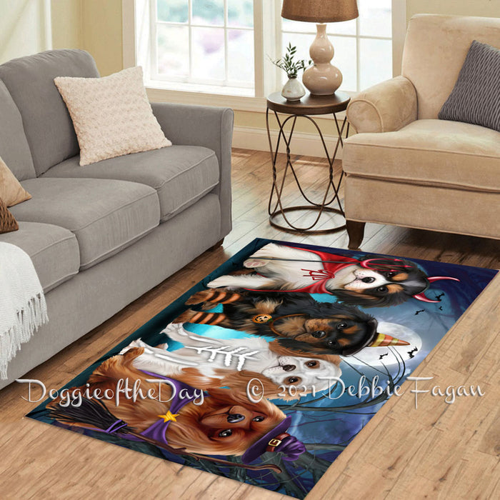 Happy Halloween Trick or Treat Cavalier King Charles Spaniel Dogs Polyester Living Room Carpet Area Rug ARUG66215