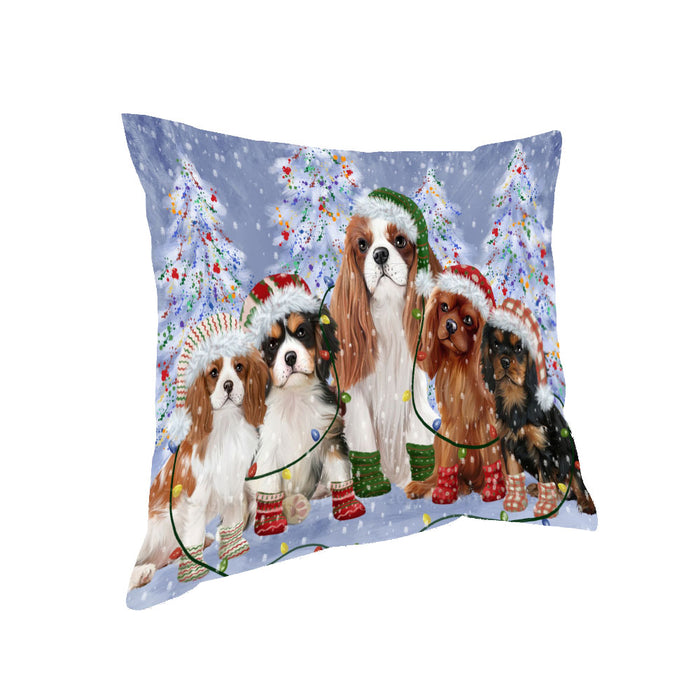 Christmas Lights and Cavalier King Charles Spaniel Dogs Pillow with Top Quality High-Resolution Images - Ultra Soft Pet Pillows for Sleeping - Reversible & Comfort - Ideal Gift for Dog Lover - Cushion for Sofa Couch Bed - 100% Polyester