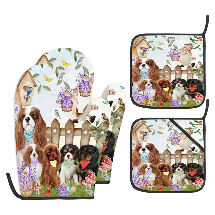 Cavalier King Charles Spaniel Oven Mitts and Pot Holder Set: Explore a Variety of Designs, Personalized, Potholders with Kitchen Gloves for Cooking, Custom, Halloween Gifts for Dog Mom