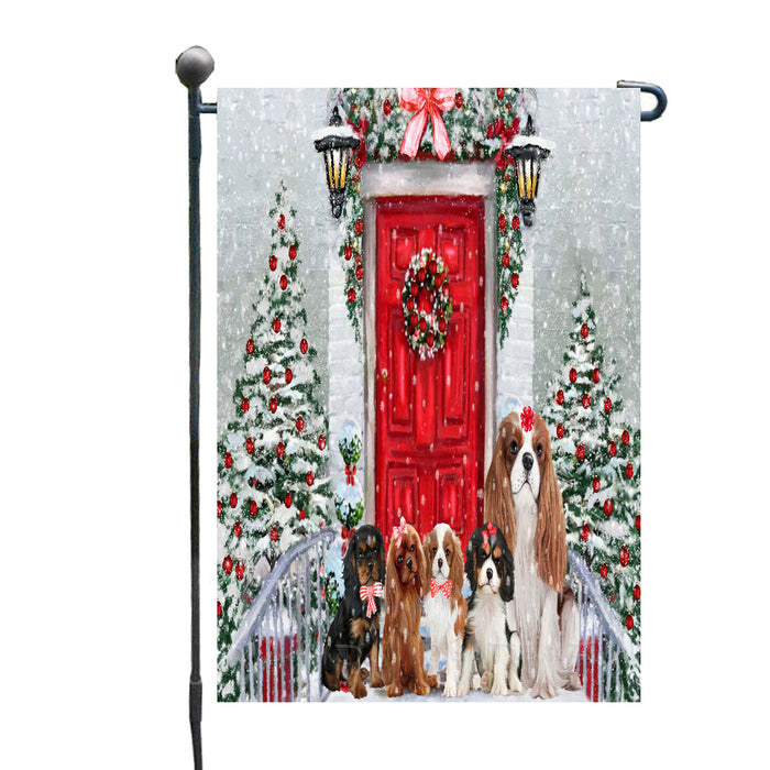 Christmas Holiday Welcome Cavalier King Charles Spaniel Dogs Garden Flags- Outdoor Double Sided Garden Yard Porch Lawn Spring Decorative Vertical Home Flags 12 1/2"w x 18"h