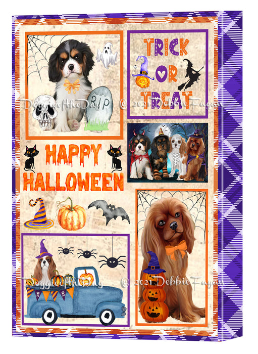 Happy Halloween Trick or Treat Cavalier King Charles Spaniel Dogs Canvas Wall Art Decor - Premium Quality Canvas Wall Art for Living Room Bedroom Home Office Decor Ready to Hang CVS150389