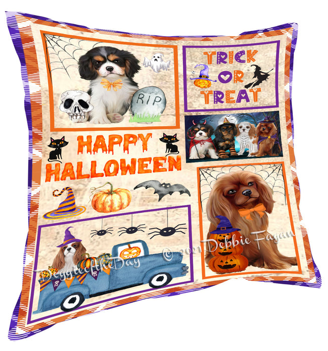 Happy Halloween Trick or Treat Cavalier King Charles Spaniel Dogs Pillow with Top Quality High-Resolution Images - Ultra Soft Pet Pillows for Sleeping - Reversible & Comfort - Cushion for Sofa Couch Bed - 100% Polyester, PILA88213
